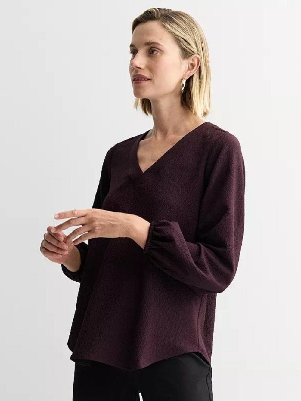Women's XS Midnight Grape Nine West Long Sleeve Tunic 65% off Retail